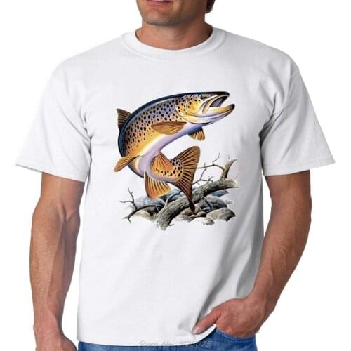 Brown Trout Fishing T-Shirt Cool Casual Pride T Shirt Men Unisex New Fashion Tshirt Men Cotton Tees Streetwear