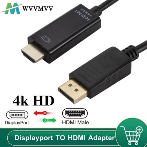 WVVMVV DisplayPort to HDMI Cable DP to HDMI Cable 4K@30Hz 1080P DP 1.2 For Projector PS4 PC HDTV Laptop Display Port to HDMI