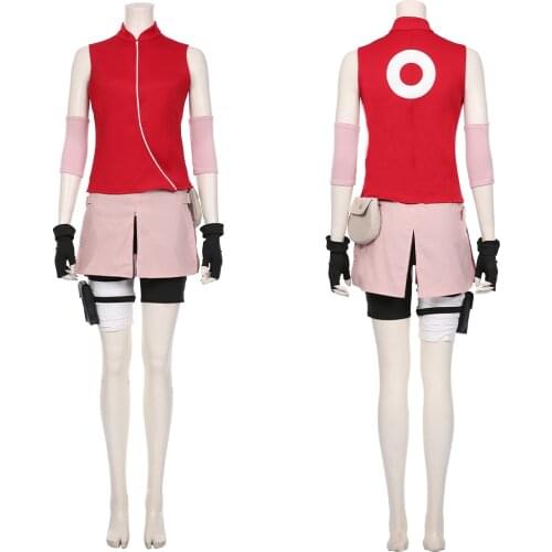 Haruno Sakura Cosplay Costume Women Girls Skirt Outfit Halloween Carnival Costumes
