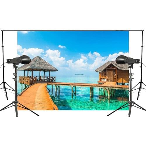 Beautiful Blue Sea Background Vacation Hotel Natural Scenery Photo Studio Backdrop 150x210cm Photography Backdrops Wall