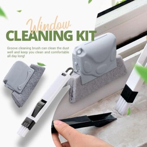 Creative Groove Magic Window Cleaning Brush, Detachable Door Window Corners and Gaps Track Slot Clean Tool PP