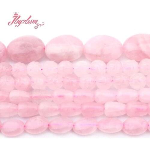 Freeform Round Oval Drop Pink Rose Quartzs Beads Natural Stone Beads For DIY Women Necklace Bracelets Earring Jewelry Making 15"