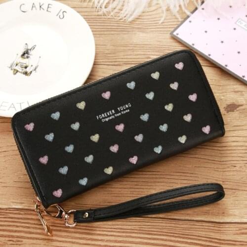 Hot Selling Women Cute Long Wallet Ladies Sweet Leather Purse Phone Bag Card Holder Wallets for Shopping Travel -B5