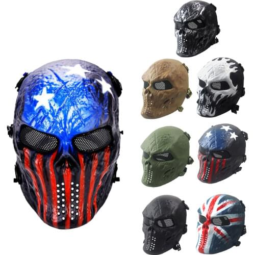 Halloween Airsoft Masks Tactical Wargame CS Paintball Skull Head Party Bike Cycling Full Face Masks for Outdoor Hunting Dominoes