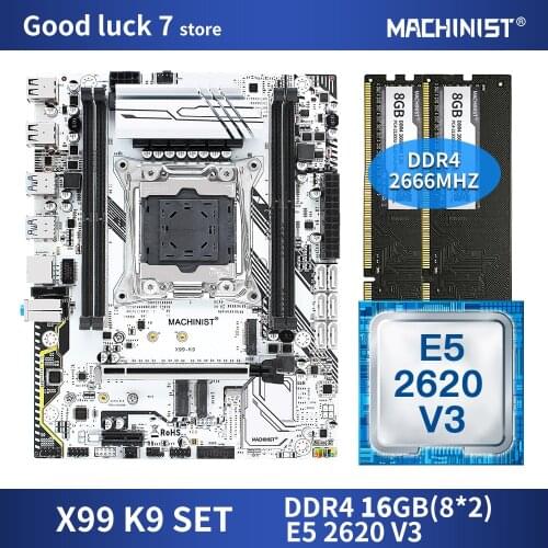 X99 motherboard LGA 2011-3 set kit with Intel xeon E5 2620 V3 processor DDR4 16GB(2*8GB) 2666MHz RAM M-ATX NVME M.2 SSD X99-K9