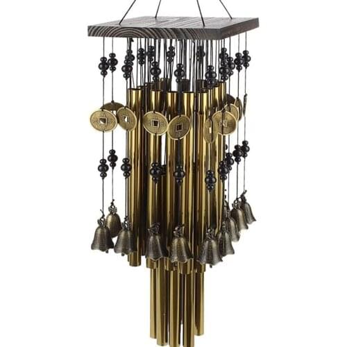 SHGO HOT-Outdoor Indoor Metal Tube Wind Chime with Copper Bell Large Windchimes For Yard Patio Garden Terrace Decoration 80cm