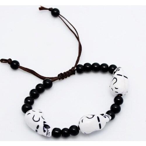 Fashion 3 Skull Charms Bracelets For Man Women Girls Black Rope Braided Bracelet For Men Boyfriend Gift Jewelry Pulsera Calavera