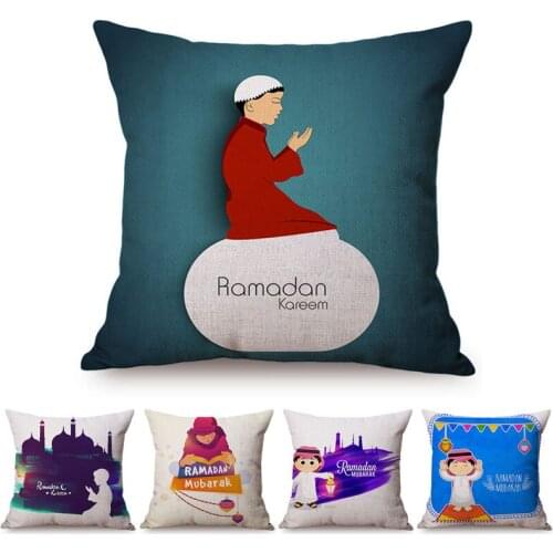 Muslim Child Celebrate Eid Ramadan Necessary Decorative Throw Pillow Case Children like Room Cartoon Decoration Cushion Cover