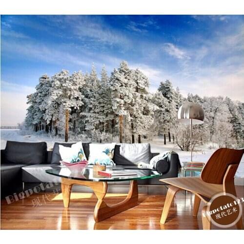 Custom 3D large murals,the forest fresh snow photography, living room sofa TV wall bedroom background wall paper