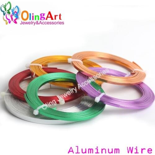 OLINGART NEW 5M Roll 1*3mm Aluminum Wire Soft Craft Versatile Painted Aluminium Metal Choker Necklace Jewelry Making