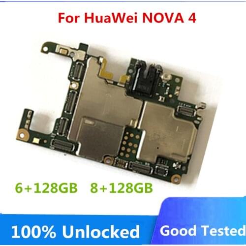 For HuaWei NOVA 4 Original Unlocked Motherboard Logic Board Mainboard 6+128GB 8+128GB Full Chips Android OS Full Tested