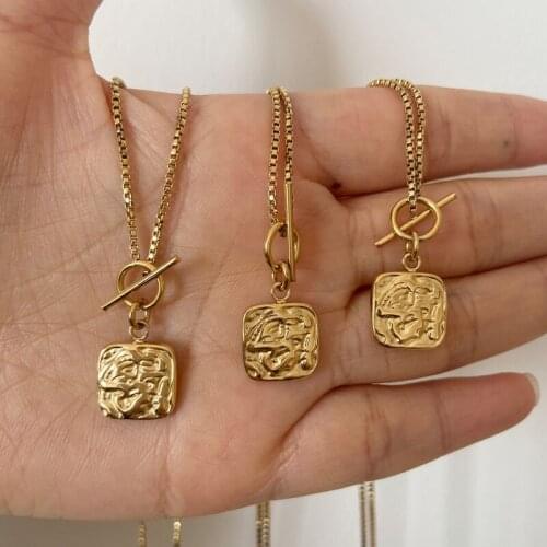 Joolim PVD Plated Square Penant Toggle Necklace Stainless Steel Necklace