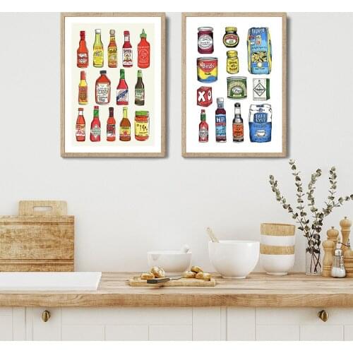 Hot Sauce Posters Kitchen Food Canvas Painting Color Wall Art Prints Minimalism Pictures for Living Room On The Wall Home Decor