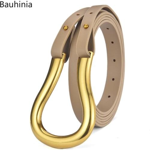 New 110cm Retro Personality Metal Curved Horseshoe Buckle Thin Belt Young Designer U-shaped High-quality Cummerbunds 2021