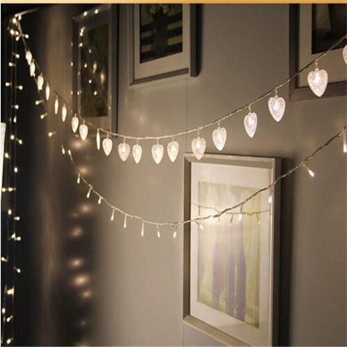 Romantic 4M 20LED plastic Love Heart Light String Fairy Light Party Wedding Christmas Holiday Room Decor