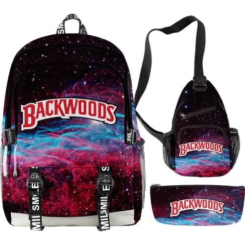 BACKWOODS 3D Bag Starry Sky 3D Printing Peripheral Cool And Simple Backpack three-piece Suit For Men And Women With USB Charging