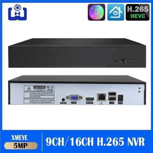 H.265+ 9CH 16CH NVR With Hard Disk Audio input 9 Channel Network Video Recorder Onvif 2.4 for IP camera Security System