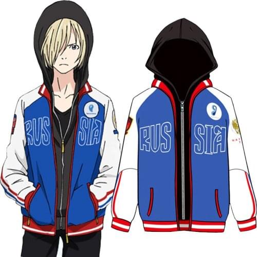 Yuri on Ice Cosplay Hoodie Yuri Plisetsky Katsuki Yuri Victor Nikiforov Unisex Casual Zipper Coat Sweatshirt Sportswear