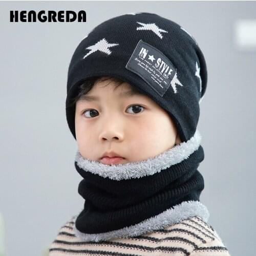 Boy Winter Knit Hats Girls Beanie Hat Kids Newest Cap Scarf Set Warm Skull Cap Neck Warmer with Thick Fleece Lined Winter Child