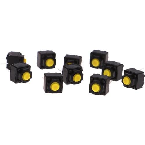 10pcs Mute Button Silent Switch Wireless Mouse Wired Mouse Button Micro Switch Yellow Push Button Switch 6*6*7.3mm