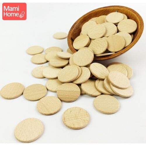 30pc 37mm Unfinished Wood Discs Coin Circle Beech Round Smooth Wooden Can Custom Wood Blanks Baby Teether ChildrenS Goods Toys