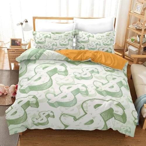 2/3pcs U.S. Dollar Symbol $ Printed Bedding Set Twin Full Queen King Size Stock Chart Printed Duvet Cover Set Home Textile Gift