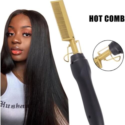 2 in 1 Hot Comb Straightener Electric Hair Straightener Hair Curler Wet Dry Use Hair Flat Irons Hot Heating Comb For Black Hair