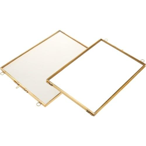 2 Different-size Vintage Metallic Glass Photo Frames Picture Holders Portraits Room Decor