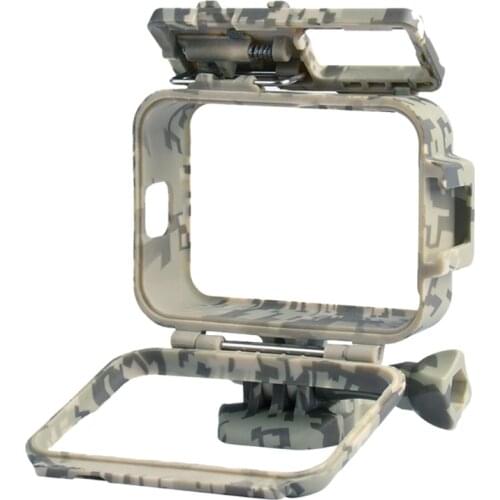 28EA Frame Cage Camouflage Action Cameras Case for Hero 9 Action Camera Suits with Selfie Stick and Tripod