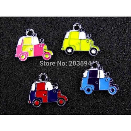 AE352 Mix Color 20Pcs Alloy Metal Enamel Car Charms Pendants 22x19mm