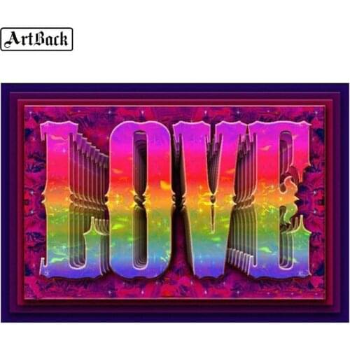 ArtBack 5d Diamond Painting LOVE Color Icon Full Square Diamond Embroidery Sticker 3d Diamond Mosaic Decoration