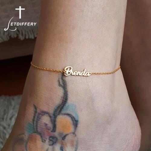 Letdiffery Custom Name Anklet for Women Stainless Steel Personalize Anklets Bohemian Beach Jewelry Fashion Bridesmaid Gift