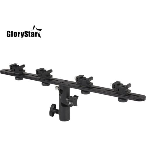 Flash Bracket Swivel/Tilt Bracket 4 Hot Cold Shoe Flash Single Dual Triple Mount Head Umbrella Holder Light Stand Camera