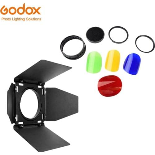Godox BD-08 Barn Door with Honeycomb Grid and 4 Color Gel Filters for Godox AD400Pro Outdoor Flash(Red Yellow Blue Green)