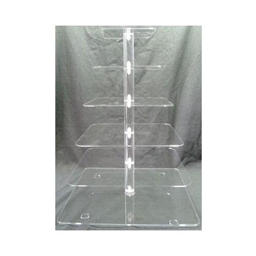 Hot selling 6 Tier Square Acrylic Cake Stand, Plexiglass Cup Cake Holder wedding decoration