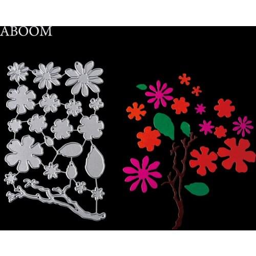 ABOOM Hot Flowers Tree Metal Carbon Steel Cutting Dies Embossing Folder Silver Cut Die Scrapbooking Album Photo Paper Card Mold