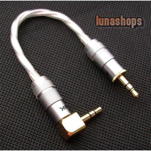 LN002266 Hifi Straight 3.5mm DIY Male To 90 degree Male Audio Silver Cable Adapter For Amplifier Decoder DAC
