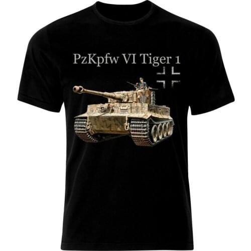 PzKpfw 6 Tiger 1 Tank Armure WW2 Army was Wehrmacht Mens summer blueprint cotton T shirt