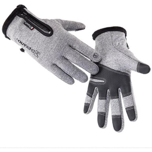 Men Women Sports Fitness Non-slip Cycling Gloves Winter Plus Plush Thick Warm Touch Screen Motorcycle Zipper Ski Glove C57