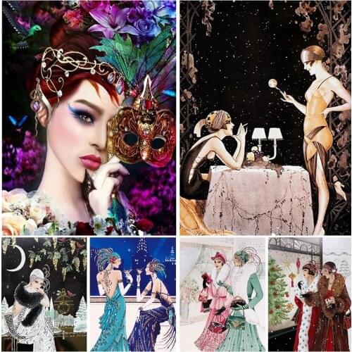 5D DIY Diamond Painting Beauty Portrait Rhinestone Picture Full Square/Round Diamond Embroidery Mosaic Kit Home Decoration Gift