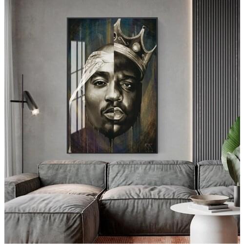 2Pac Wall Art Canvas Pictures Home Decoration Portrait Of Big And Tupac Canvas Paintings On The Wall Posters And Prints
