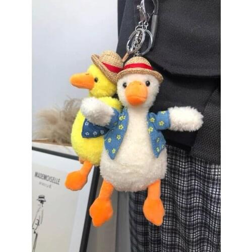 Creative Popular new Cheering duck Plush toy doll bag All-match Decorate pendant good quality Keychain christmase birthday gift