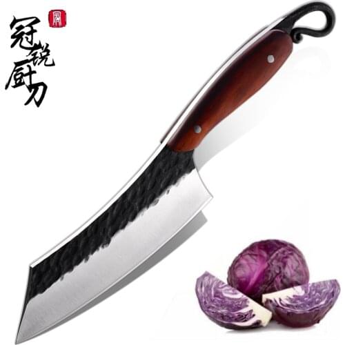 Chinese Cleaver High Carbon Steel Hand Forged Chef Knife Butcher Outdoor BBQ Kitchen Cooking Tool Leather Scabbard ECO Friendly
