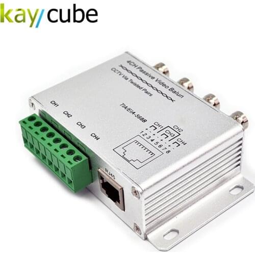 New Silver 4 Channel Passive Video Balun Rohs Transmitter Receiver 4CH Balun Transceiver Adapter UTP Cat5 RJ45 Kaycube Security