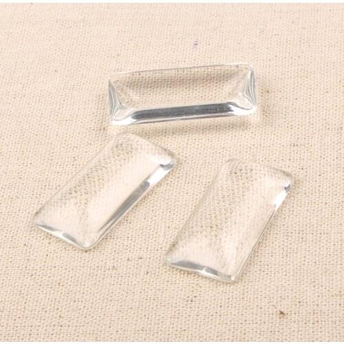 Reidgaller 20pcs transparent clear glass cabochons 19*38mm rectangle flatback jewelry making cabochon for pendant necklace