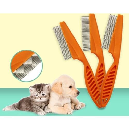 Pet Cat Grooming Comb Dog Kitten Hair Deshedding Comb Stainless Steel Fine Pin Needle Dot Massage Brush