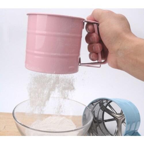 Handheld Flour shaker Stainless Steel Mesh Sieve Cup Icing Sugar Bake Tool Semi-automatic Cake Utensils Cocoa Powder Baking Tool