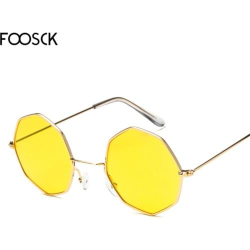 FOOSCK Vintage Classic Metal Women Polarized Sunglasses Fashion Polygon Men Sun Glasses Hexagon Female Eyeglasses UV400