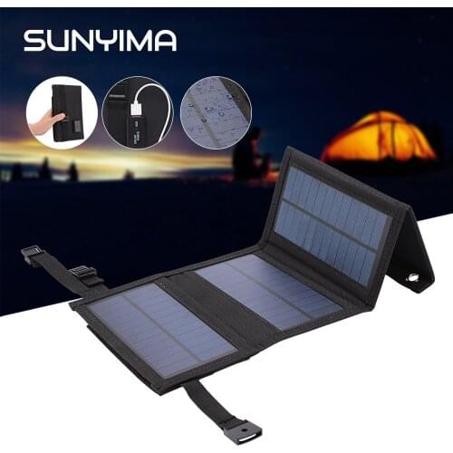 SUNYIMA 5.5V 10W Portable Solar Panel Folding Foldable Solar Panels Bag for Phone Battery Mobile Power Bank with 5V USB Port