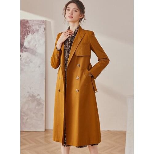 Temperament British windbreaker womens new professional ol slim fit lace up intellectual medium length coat